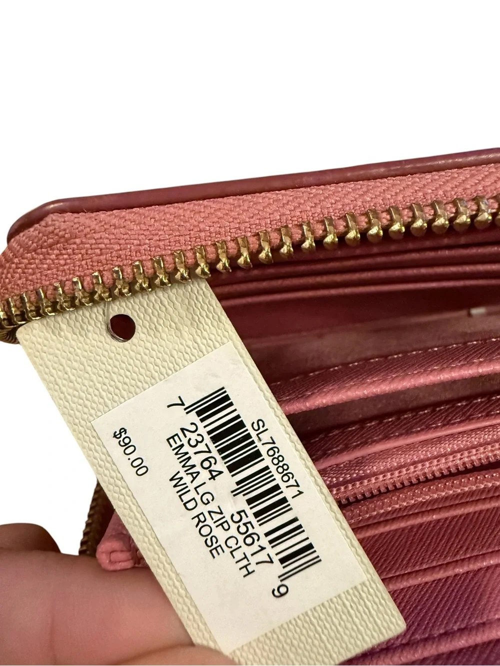 Fossil Perforated Pink Wristlet Clutch with Charm Accents